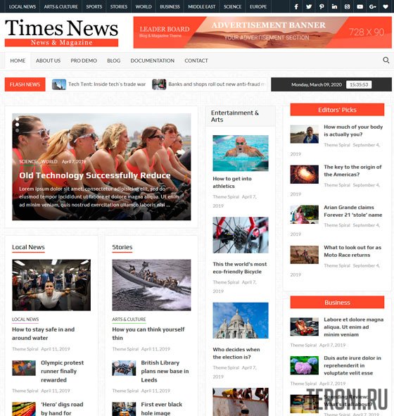 Новостной шаблон WordPress — TimesNews