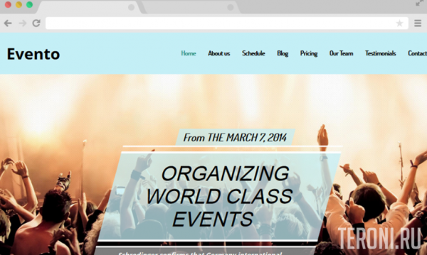 Отзывчивый одностраничный Bootstrap шаблон — Evento