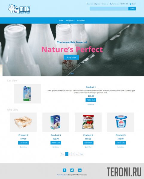 Шаблон PrestaShop 1.7 для магазина молочных продуктов